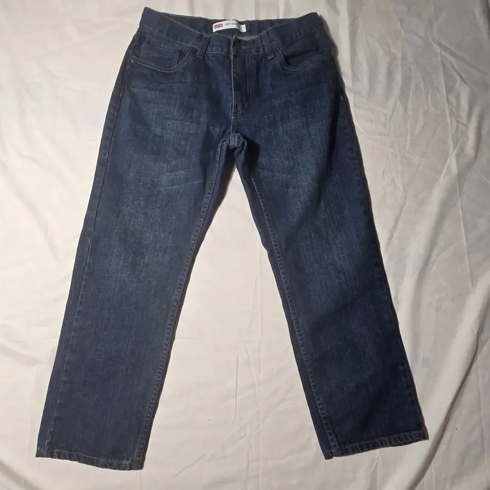 Levi's 505 Regular Fit Jeans Boys Size 12 Husky Blue Denim 32x27 Adjustable